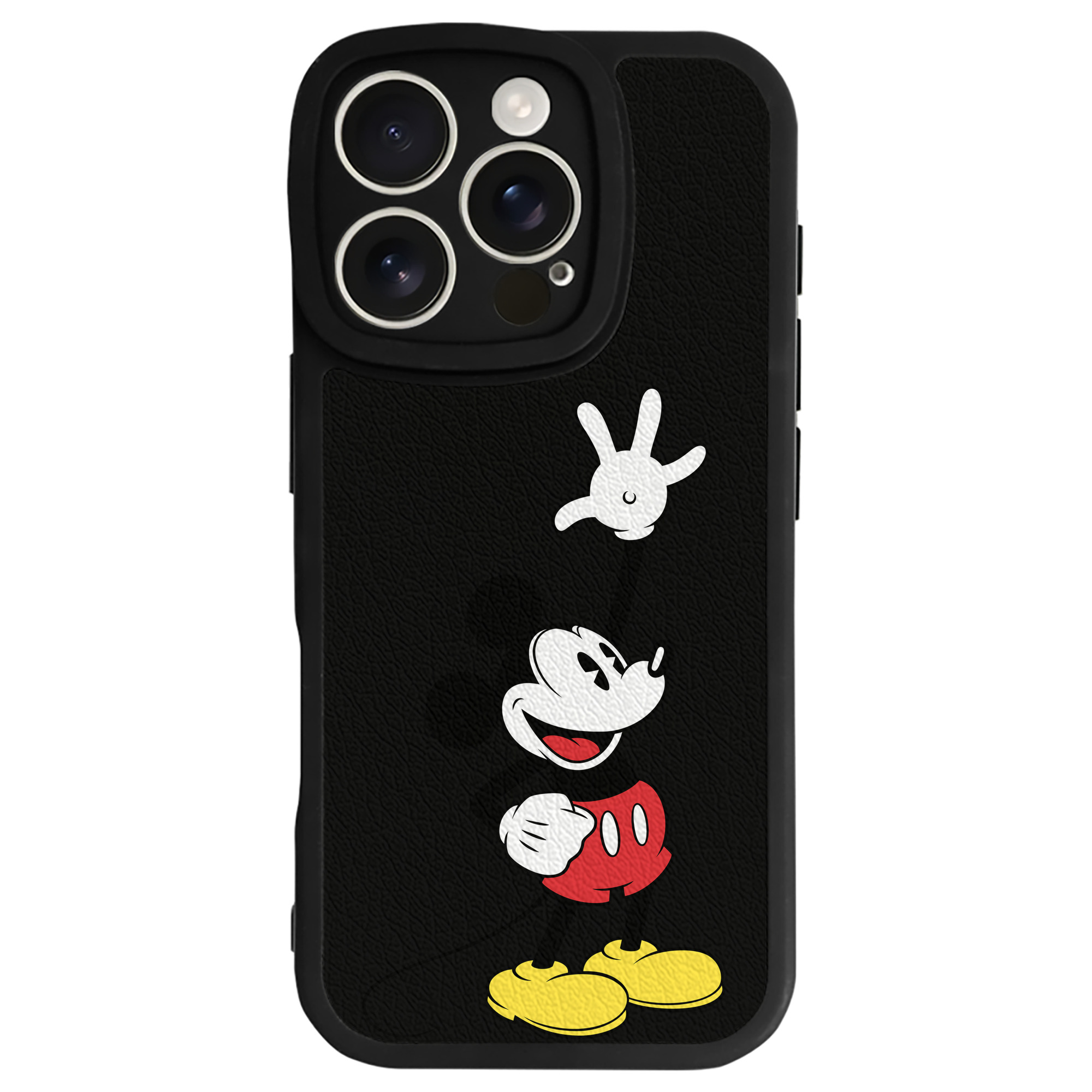 （画像用） ミッキーマウス Mickey Mouse 【iPhone 16シリーズ対応】シリコンスマホケース（レザー調） 材質：シリコン